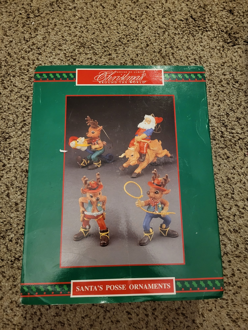 Vintage 1995 House of Lloyd Santa's Posse Christmas Ornaments Set of 4